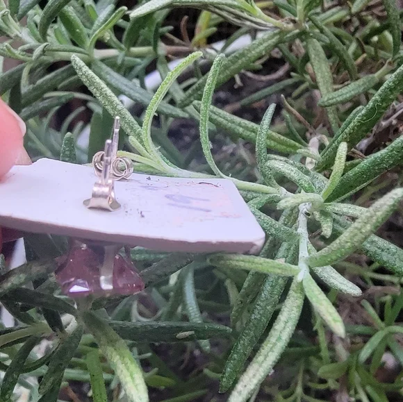 Vintage Pink Sterling Silver Earrings - Picture 3 of 4
